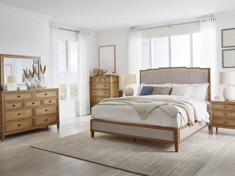 Sharlance Light Brown Upholstered Panel Bedroom Set by Ashley at Eve Furniture