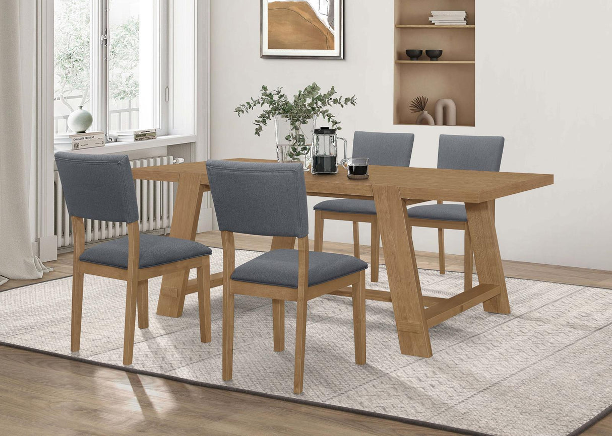 Sharon Blue/Brown 5-Piece Rectangular Trestle Base Dining Set