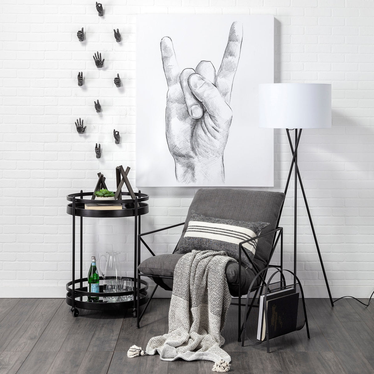 Sharon Black With Stripes Decorative Pillow Cover by Mercana at Eve Furniture