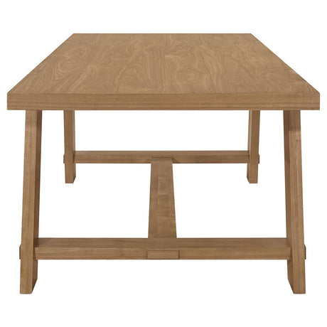 Sharon Blue and Brown Rectangular Trestle Base Dining Table by Coaster at Eve Furniture