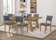 Sharon Blue/Brown 7-Piece Rectangular Trestle Base Dining Set by Coaster at Eve Furniture