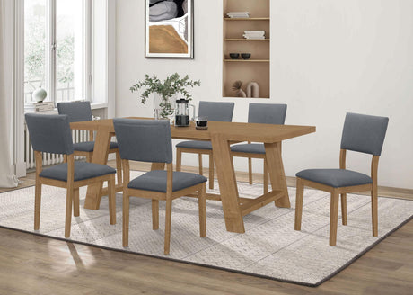 Sharon Blue/Brown 7-Piece Rectangular Trestle Base Dining Set by Coaster at Eve Furniture