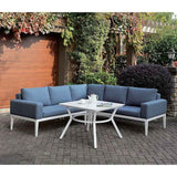 Sharon White/Blue Outdoor Sectional by Furniture of America at Eve Furniture
