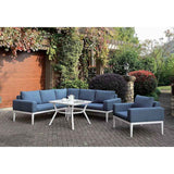 Sharon White/Blue Outdoor Sectional by Furniture of America at Eve Furniture
