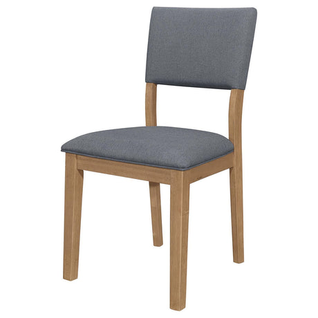 Sharon Open Back Padded Upholstered Dining Side Chair Blue and Brown (Set of 2) by Coaster at Eve Furniture