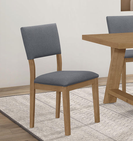 Sharon Open Back Padded Upholstered Dining Side Chair Blue and Brown (Set of 2) by Coaster at Eve Furniture