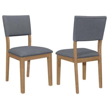 Sharon Open Back Padded Upholstered Dining Side Chair Blue and Brown (Set of 2) by Coaster at Eve Furniture