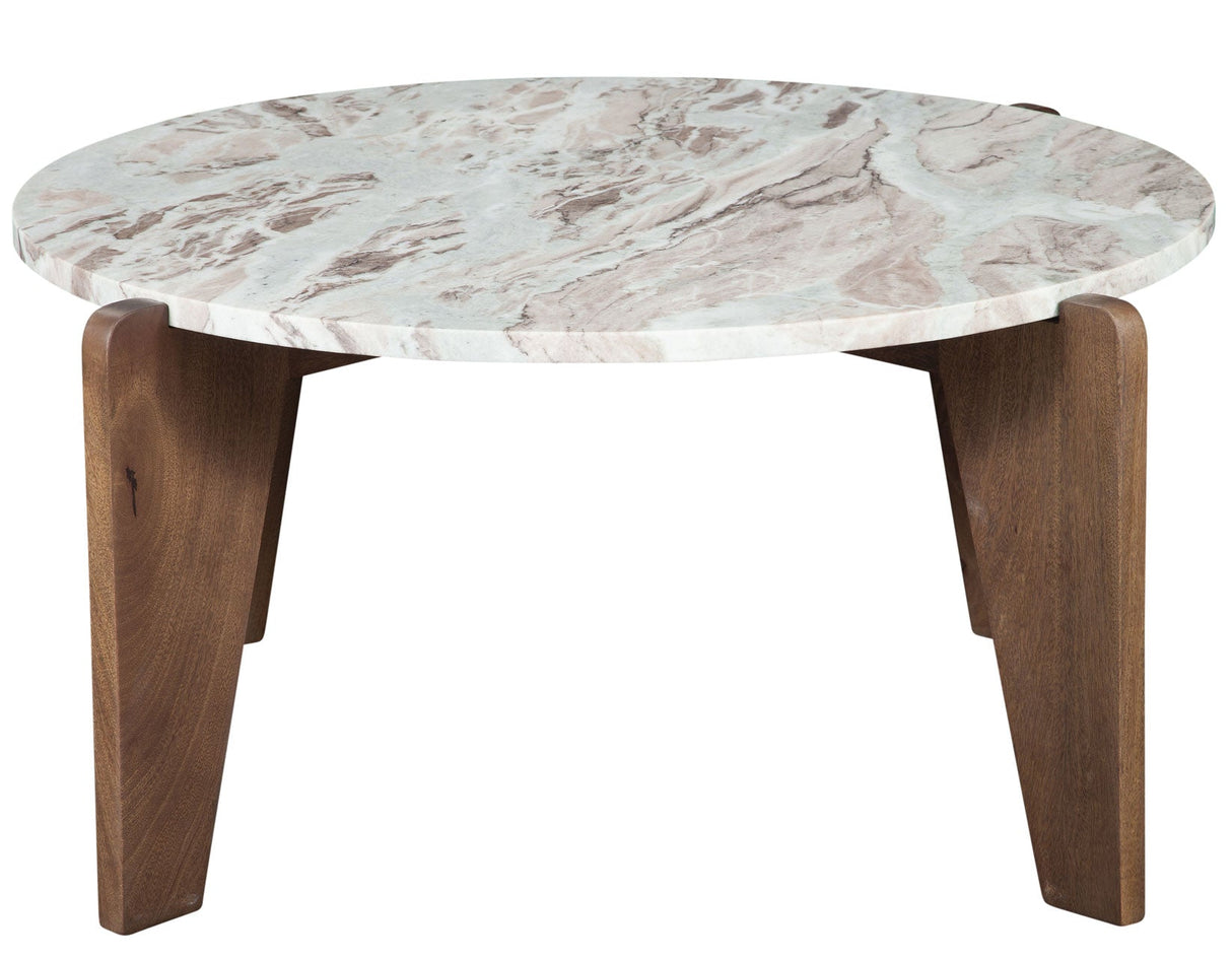 Shavon 32″ Toronto Brown Round Marble Coffee Table by Steve Silver at Eve Furniture