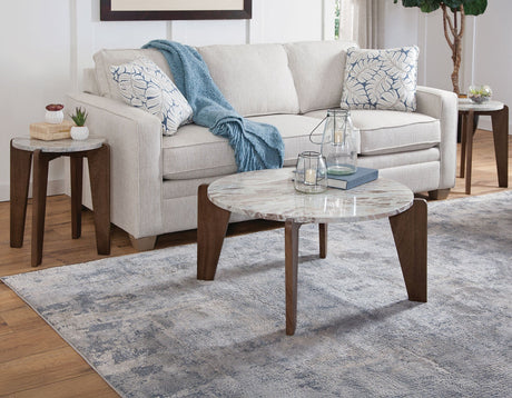 Shavon Toronto Brown Solid Marble Round End Table by Steve Silver at Eve Furniture