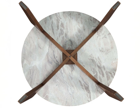Shavon Toronto Brown Solid Marble Round End Table by Steve Silver at Eve Furniture