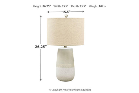 Shavon Beige/White Table Lamp by Ashley at Eve Furniture