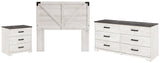 Shawburn Full Panel Headboard Bed with Dresser and 2 Nightstands in Whitewash by Ashley at Eve Furniture