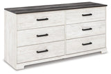 Shawburn Full Panel Headboard Bed with Dresser and 2 Nightstands in Whitewash by Ashley at Eve Furniture