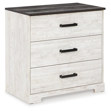 Shawburn Full Panel Headboard Bed with Dresser and 2 Nightstands in Whitewash by Ashley at Eve Furniture