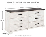 Shawburn Full Panel Headboard Bed with Dresser and 2 Nightstands in Whitewash by Ashley at Eve Furniture