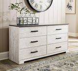 Shawburn Full Panel Headboard Bed with Dresser and 2 Nightstands in Whitewash by Ashley at Eve Furniture