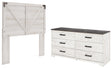 Shawburn Full Panel Headboard Bed with Dresser in Whitewash by Ashley at Eve Furniture