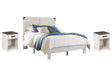 Shawburn Full Panel Platform Bed with 2 Nightstands in White/Dark Charcoal Gray by Ashley at Eve Furniture