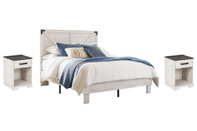Shawburn Full Panel Platform Bed with 2 Nightstands in White/Dark Charcoal Gray by Ashley at Eve Furniture