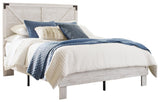 Shawburn Full Panel Platform Bed with 2 Nightstands in White/Dark Charcoal Gray by Ashley at Eve Furniture