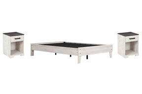 Shawburn Full Platform Bed with 2 Nightstands in Whitewash by Ashley at Eve Furniture