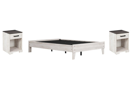 Shawburn Full Platform Bed with 2 Nightstands in Whitewash by Ashley at Eve Furniture
