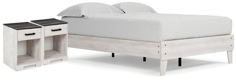 Shawburn Full Platform Bed with 2 Nightstands in Whitewash by Ashley at Eve Furniture