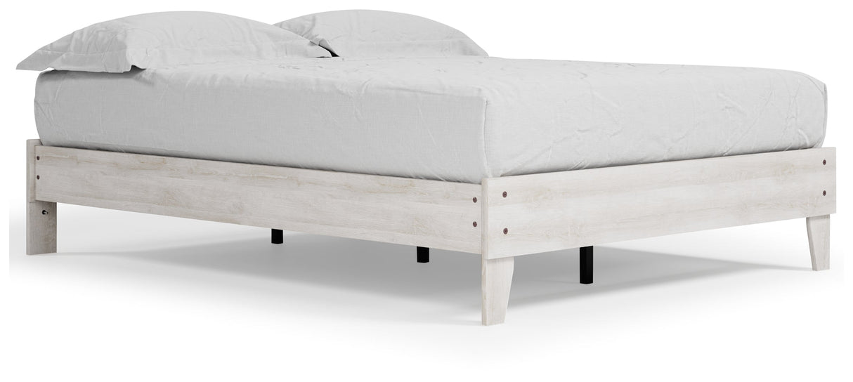 Shawburn Full Platform Bed with 2 Nightstands in Whitewash