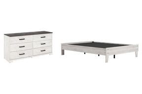Shawburn Full Platform Bed with Dresser in Whitewash by Ashley at Eve Furniture