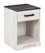 Shawburn Queen Panel Platform Bed with 2 Nightstands in White/Dark Charcoal Gray by Ashley at Eve Furniture