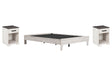 Shawburn Queen Platform Bed with 2 Nightstands in Whitewash by Ashley at Eve Furniture