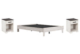 Shawburn Queen Platform Bed with 2 Nightstands in Whitewash by Ashley at Eve Furniture