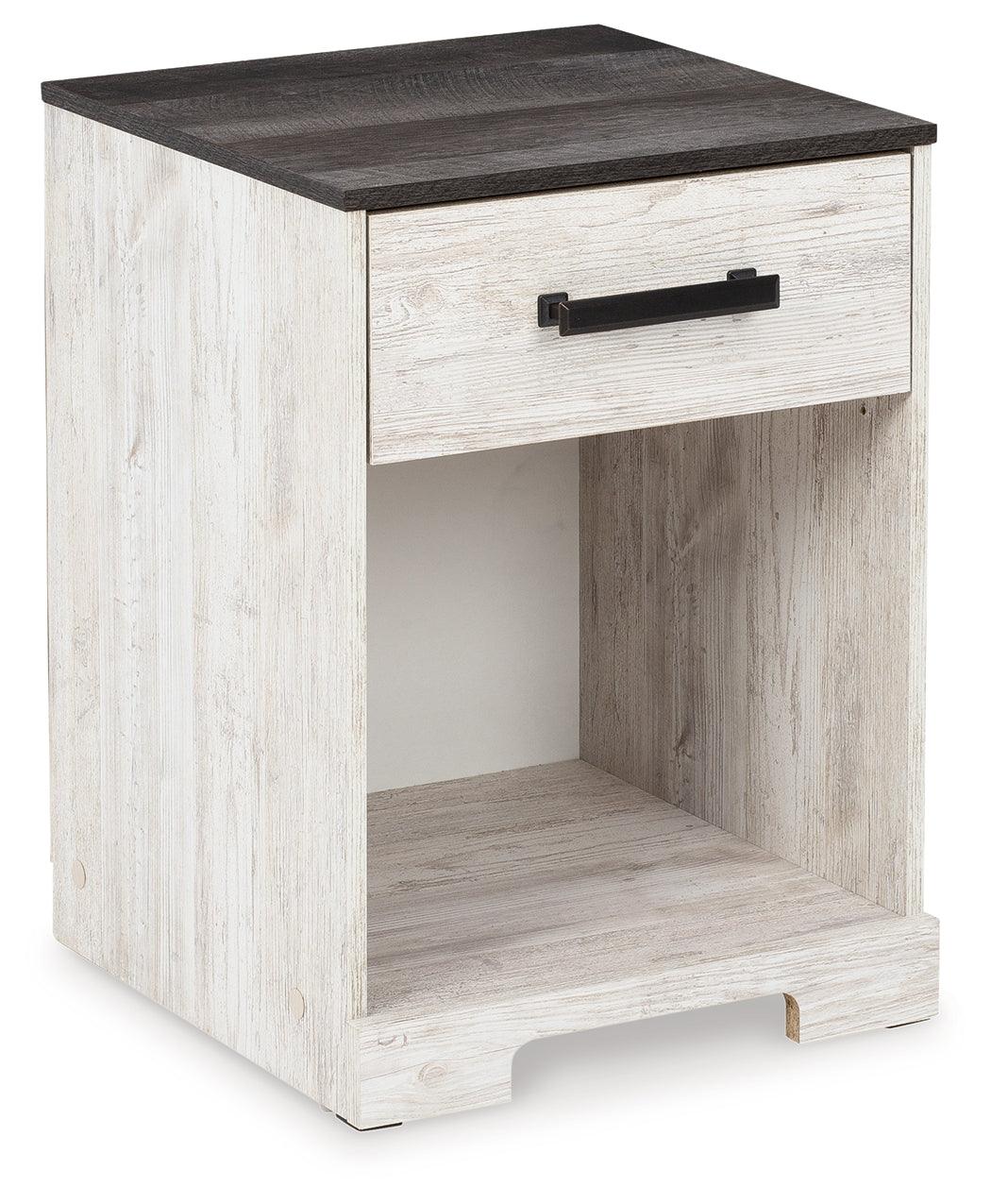 Shawburn Queen Platform Bed with 2 Nightstands in Whitewash by Ashley at Eve Furniture