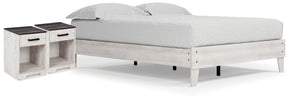 Shawburn Queen Platform Bed with 2 Nightstands in Whitewash by Ashley at Eve Furniture