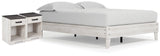 Shawburn Queen Platform Bed with 2 Nightstands in Whitewash