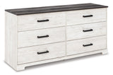 Shawburn Queen Platform Bed with Dresser in White/Dark Charcoal Gray by Ashley at Eve Furniture