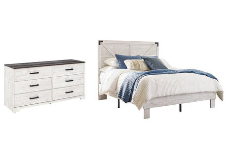 Shawburn Queen Platform Bed with Dresser in White/Dark Charcoal Gray by Ashley at Eve Furniture