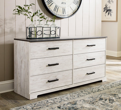Shawburn Queen Platform Bed with Dresser in Whitewash by Ashley at Eve Furniture