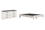 Shawburn Queen Platform Bed with Dresser in Whitewash by Ashley at Eve Furniture