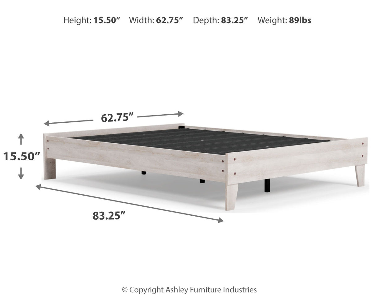 Shawburn Queen Platform Bed with Dresser in Whitewash