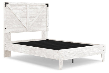Shawburn White/Dark Charcoal Gray Full Crossbuck Panel Platform Bed by Ashley at Eve Furniture