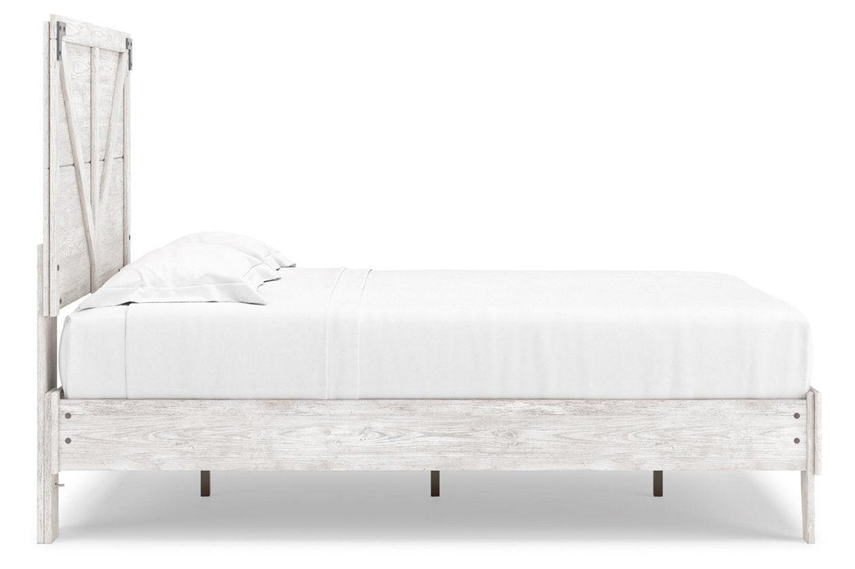 Shawburn White/Dark Charcoal Gray Full Crossbuck Panel Platform Bed by Ashley at Eve Furniture