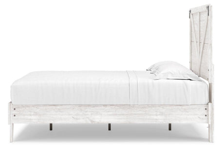 Shawburn White/Dark Charcoal Gray Full Crossbuck Panel Platform Bed by Ashley at Eve Furniture
