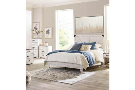 Shawburn White/Dark Charcoal Gray Queen Crossbuck Panel Platform Bed by Ashley at Eve Furniture