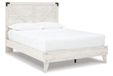 Shawburn White/Dark Charcoal Gray Queen Crossbuck Panel Platform Bed by Ashley at Eve Furniture