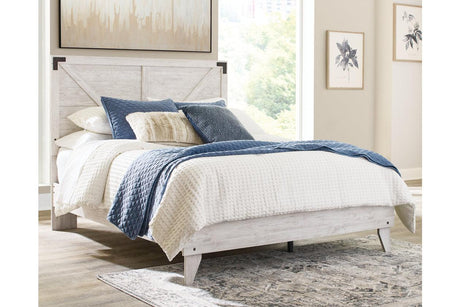 Shawburn White/Dark Charcoal Gray Queen Crossbuck Panel Platform Bed by Ashley at Eve Furniture