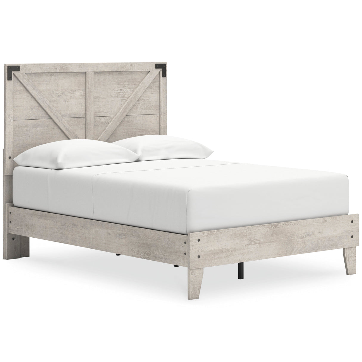 Shawburn Whitewash Crossbuck Full Platform Bed by Ashley at Eve Furniture
