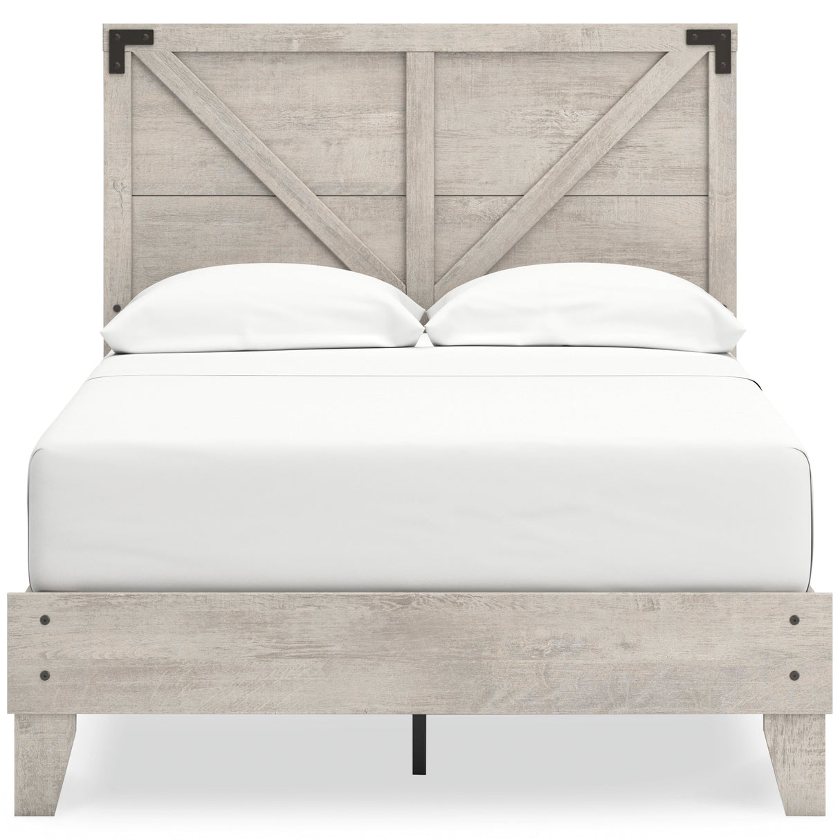 Shawburn Whitewash Crossbuck Full Platform Bed by Ashley at Eve Furniture