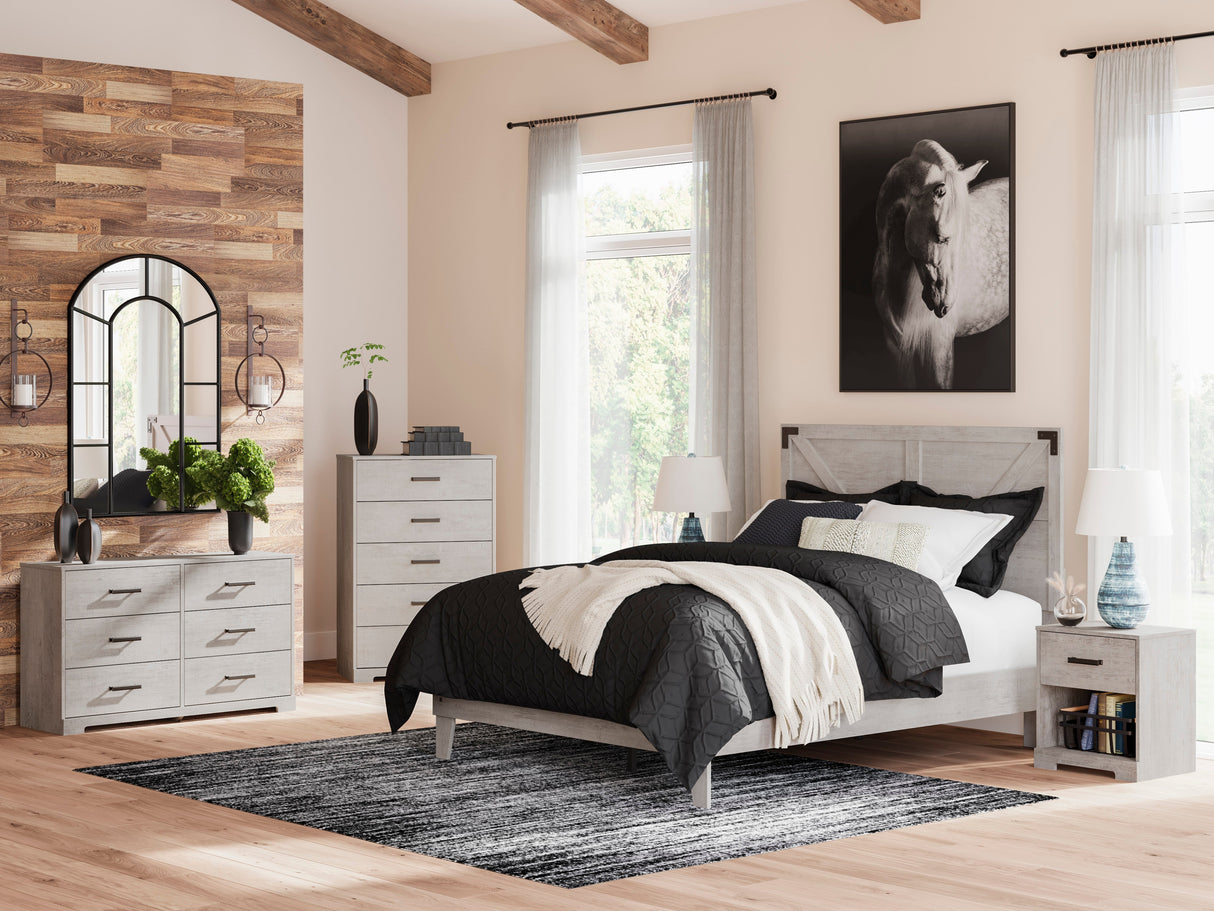 Shawburn Whitewash Crossbuck Queen Platform Bed by Ashley at Eve Furniture