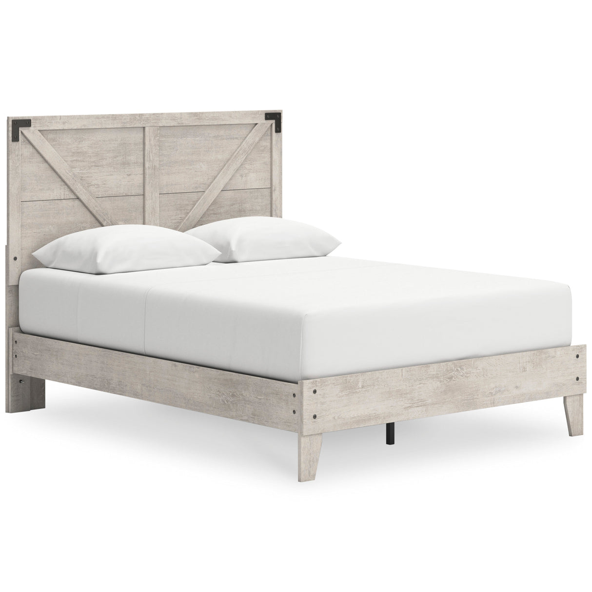 Shawburn Whitewash Crossbuck Queen Platform Bed by Ashley at Eve Furniture